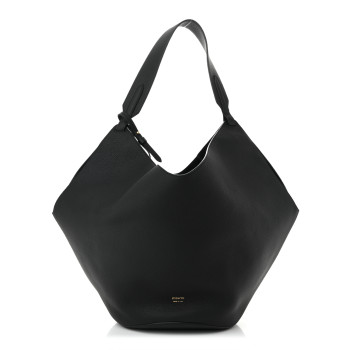 KHAITE Pebbled Sport Calfskin Medium Lotus Tote Black
