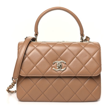 CHANEL Lambskin Quilted Small Trendy CC Dual Handle Flap Bag Dark Beige CHANEL Lambskin Quilted Small Trendy CC Dual Handle Flap Bag Dark Beige