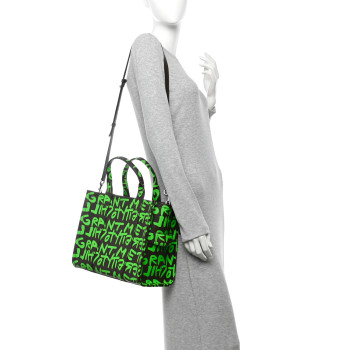 MARC JACOBS X STEPHEN SPROUSE Grained Calfskin Medium The Tote Bag Green