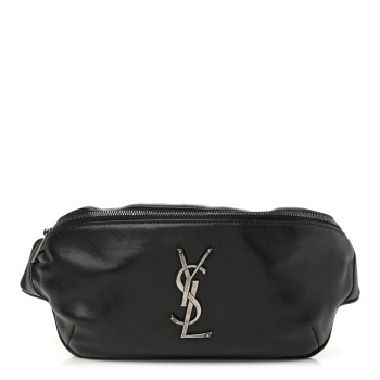 SAINT LAURENT Calfskin Monogram Belt Bag Black