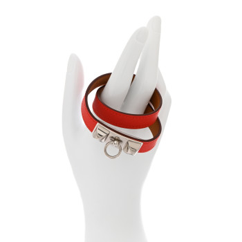 HERMES Swift Rivale Double Tour Bracelet S Rouge Casaque