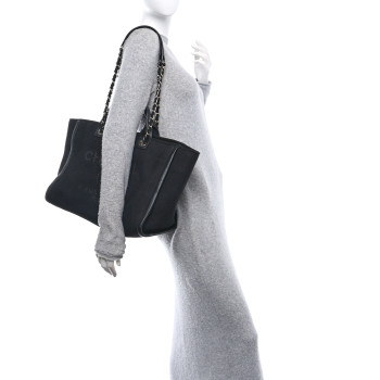 CHANEL Canvas Medium Deauville Tote Black