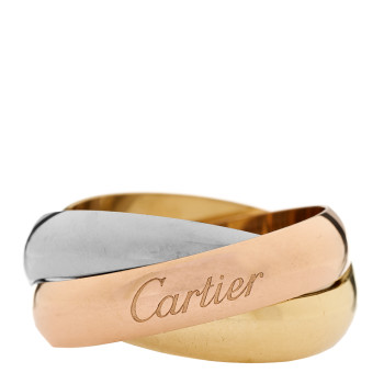 CARTIER 18K Pink Yellow White Gold Large Trinity Ring 62 10