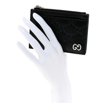 GUCCI Guccissima Signature Coin Case Card Holder Black