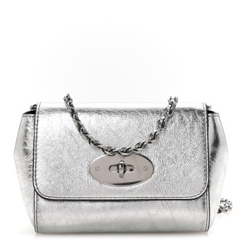 MULBERRY Metallic Crinkled Calfskin Mini Lily Silver