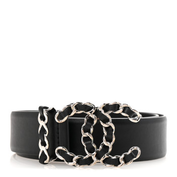 CHANEL Calfskin CC Chain Belt 85 34 Black