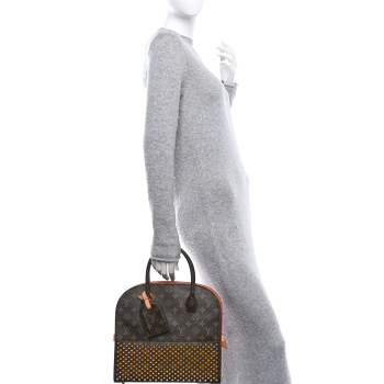 LOUIS VUITTON Monogram Calf Hair Spikes Iconoclasts Christian Louboutin Tote Red
