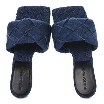 BOTTEGA VENETA Denim Intrecciato Lido Mule 90 Sandals 37.5 Indigo