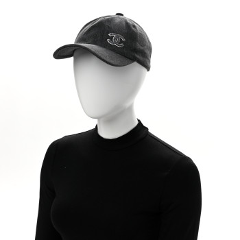 CHANEL Denim Cap Hat Black