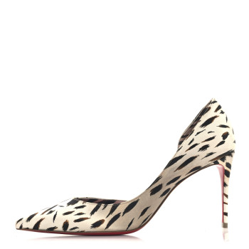 CHRISTIAN LOUBOUTIN Crepe Satin Leopard Print Gigi Iriza 85 Pumps 39.5 Vintage Rose