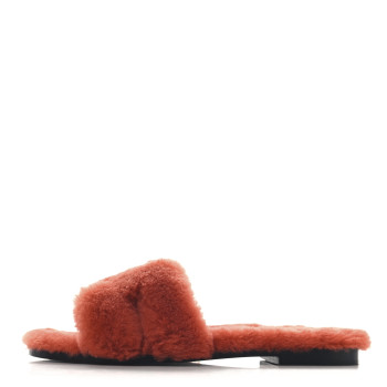 HERMES Woolskin Oran Sandals 38.5 Orange