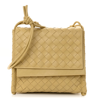 BOTTEGA VENETA Nappa Intrecciato Small Knot Flap Crossbody Tapioca
