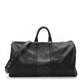 LOUIS VUITTON Taiga Monogram Eclipse Keepall Bandouliere 50 Black