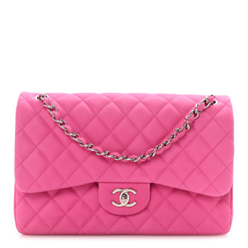 CHANEL Iridescent Caviar Quilted Jumbo Double Flap Pink