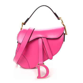 CHRISTIAN DIOR Supple Calfskin Mini Saddle Bag With Strap Passion Pink