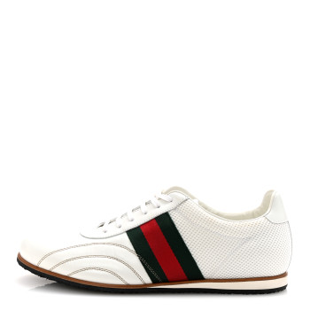 GUCCI Calfskin Mens Web Sneakers 10 White