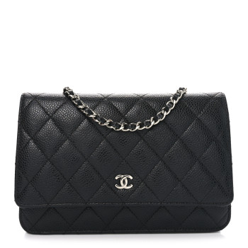 CHANEL Caviar Quilted Wallet on Chain WOC Black