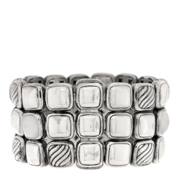 DAVID YURMAN Sterling Silver Diamond Moon Quartz Chiclet Three Row Bracelet