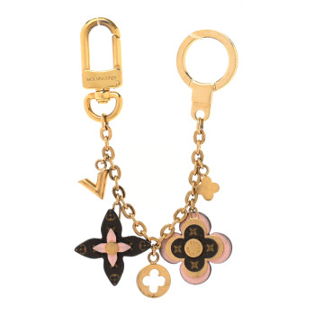 LOUIS VUITTON Brass Monogram Blooming Flowers Bag Charm Key Holder Rose Ballerine