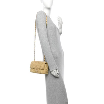 CHANEL Tweed Quilted Mini Rectangular Flap Yellow