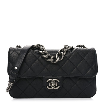 CHANEL Goatskin Quilted Medium Perfect Edge Flap Black
