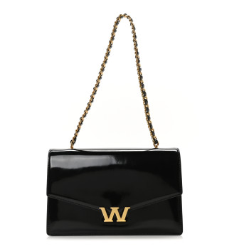 ALEXANDER WANG Patent Small Legacy Chain Shoulder Bag Black