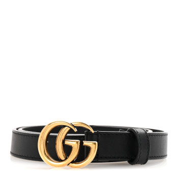 GUCCI Calfskin Double G 20mm Belt 70 28 Black