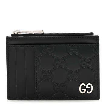 GUCCI Guccissima Signature Coin Case Card Holder Black