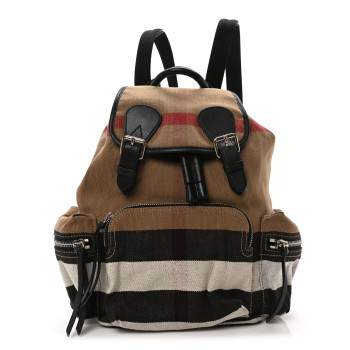 BURBERRY Canvas Mega Check Medium Rucksack Backpack Black