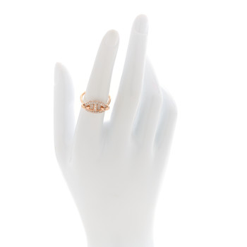 HERMES 18K Rose Gold Diamond Farandole Ring 53 6.25