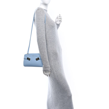 SALVATORE FERRAGAMO Calfskin Mini Hug Crossbody Bag Sky Blue
