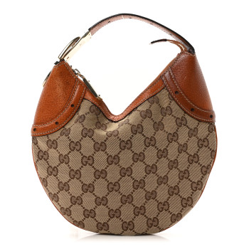 GUCCI Monogram Mini Glam Hobo Tan