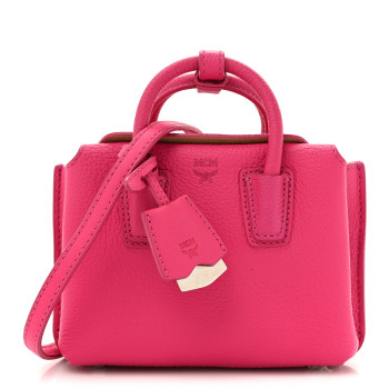MCM Grained Calfskin X-Mini Milla Tote Beetroot Pink