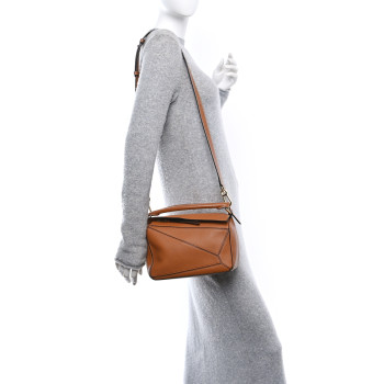 LOEWE Calfskin Small Puzzle Bag Tan