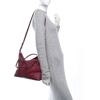 GUCCI Guccissima Medium Bree Foldover Tote Classic Ruby