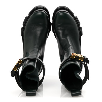 GIVENCHY Calfskin 4G Terra Ankle Boots 37 Green Black