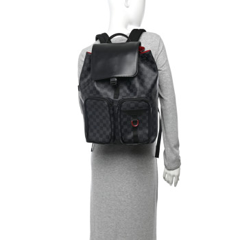 LOUIS VUITTON Damier Graphite Utility Backpack Red