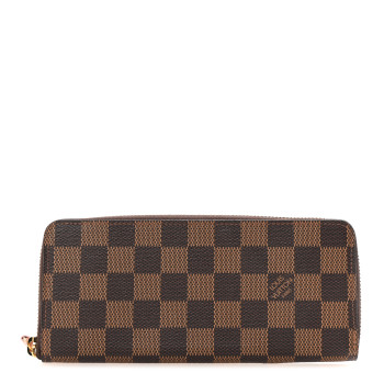 LOUIS VUITTON Damier Ebene Clemence Wallet Rose Ballerine