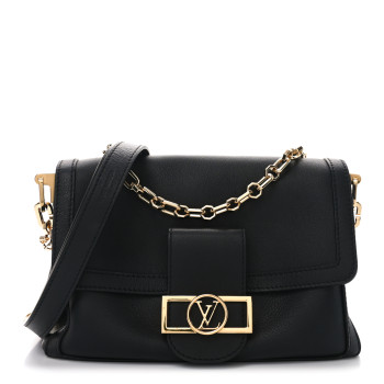 LOUIS VUITTON Smooth Calfskin Soft Dauphine MM Black