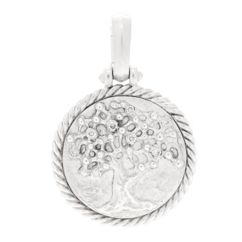 DAVID YURMAN Sterling Silver Diamond Cable Collectibles Tree of Life Amulet Pendant
