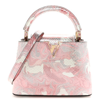 LOUIS VUITTON Metallic Marbled Snakeskin Capucines Mini Pink Silver