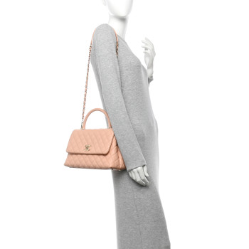 CHANEL Caviar Quilted Small Coco Handle Flap Rose Clair