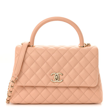 CHANEL Caviar Quilted Small Coco Handle Flap Rose Clair