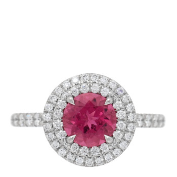 TIFFANY Platinum Diamond Ruby Soleste Ring 49 5