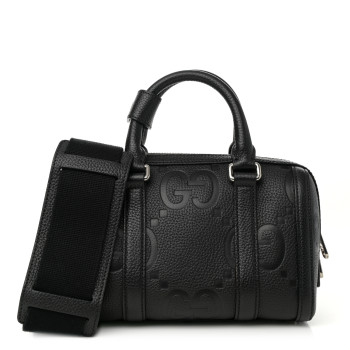 GUCCI Piuma Calfskin Jumbo GG Embossed Mini Duffle Bag Black