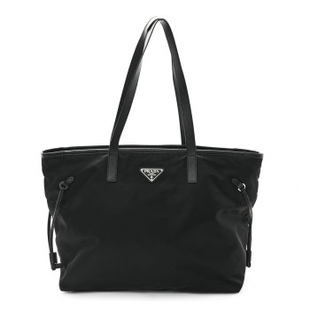 PRADA Tessuto Nylon Saffiano Shopping Tote Black