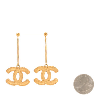 CHANEL CC Drop Earrings Matte Gold