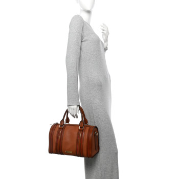 BURBERRY Grainy Calfskin Medium Alchester Bowling Bag Brown