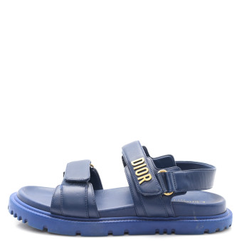 CHRISTIAN DIOR Lambskin Dioract 10mm Sandals 39 Deep Blue
