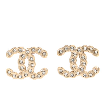 CHANEL Crystal Pearls Coronation CC Earrings Gold
